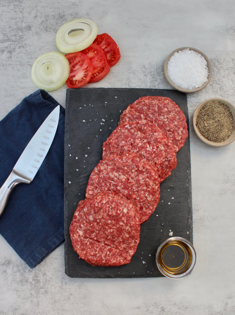 Pastured Beef, Prime Steak Burgers with Salt and Pepper